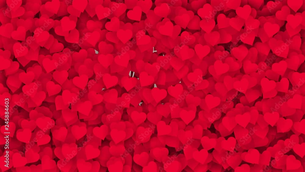 Red hearts appearing on the holiday background with white text. Looped 4K motion graphic for design Valentine's Day. Red hearts appearing on the holiday background with white text. Looped 4K motion graphic for design Valentine's Day.