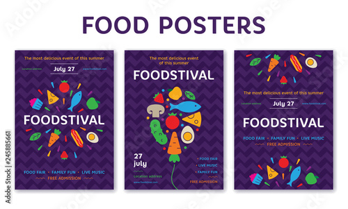 Food Poster Vector Template Set