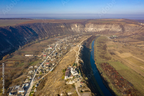 The Old Orhey valley with the moldavian traditional village and orthodox monastery