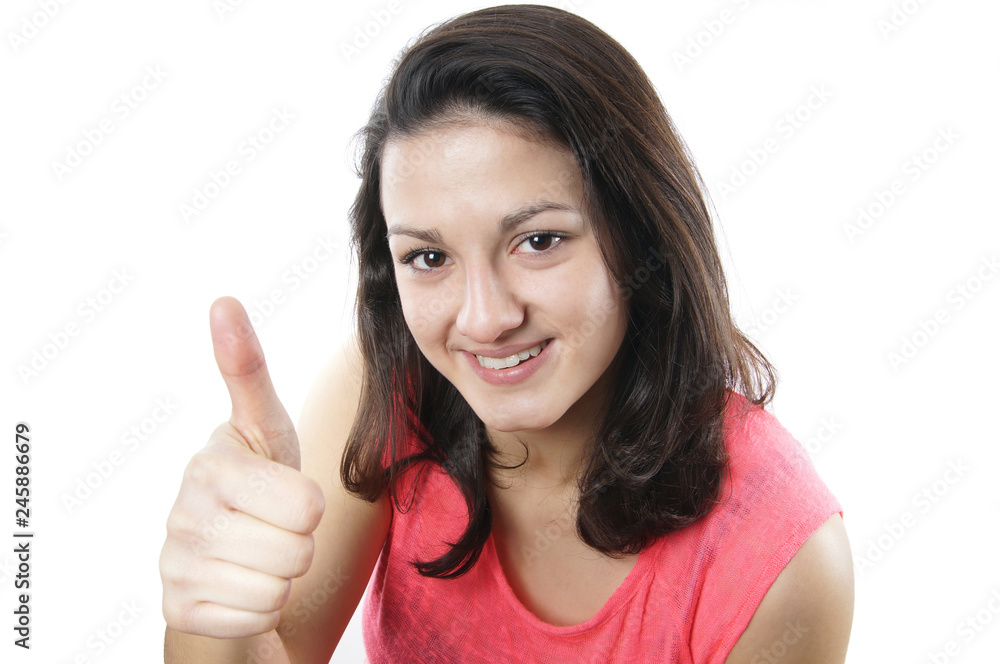 teenage girl giving thumbs up teenage girl giving thumbs up