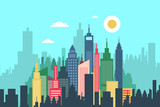 Abstract Vector City with High Buildings - Skyscrapers