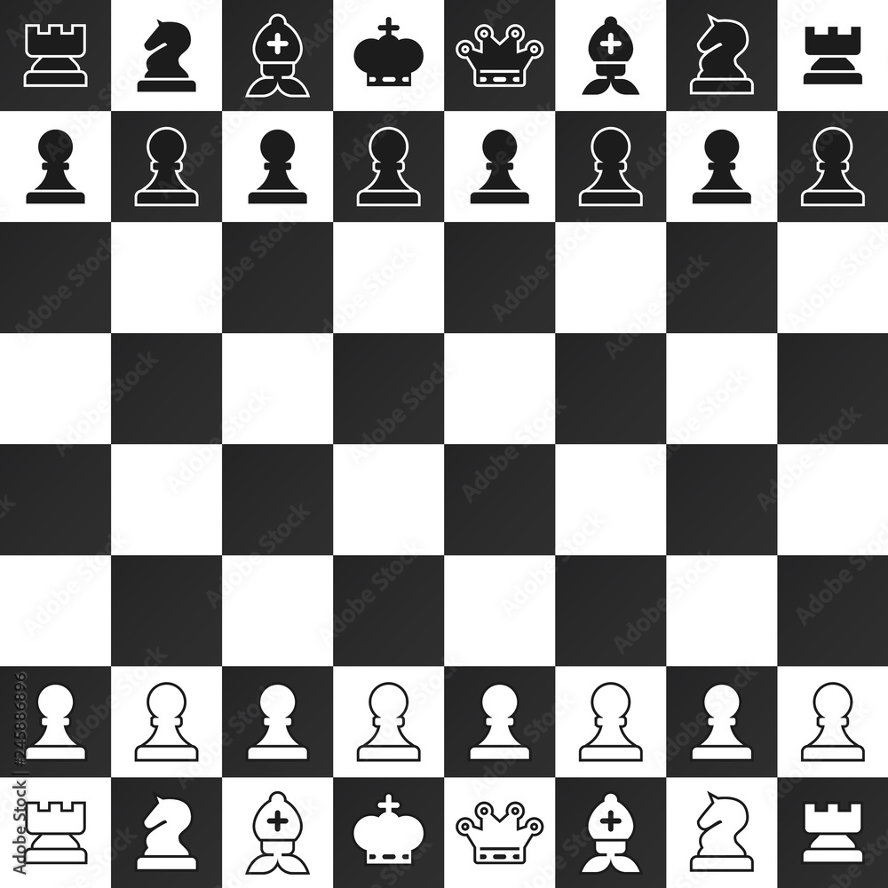 Premium Vector  Chess figures on chessboard top view black and