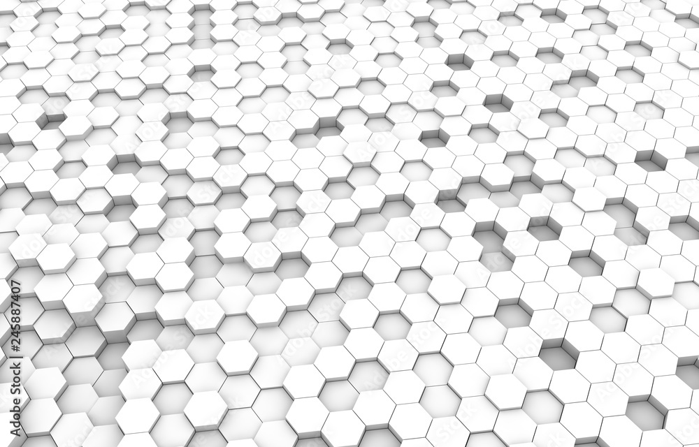 White hexagon 3D background texture. 3d rendering illustration. Futuristic abstract banner. White hexagon 3D background texture. 3d rendering illustration. Futuristic abstract banner.
