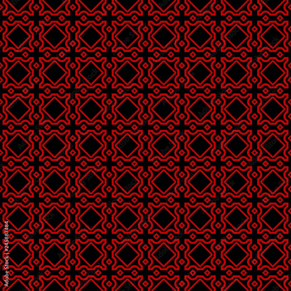 Ethnic classic pattern. Seamless vector illustration. Abstract geometric repeat backdrop. For decoration, wallpaper, print, fabric. Black, red color