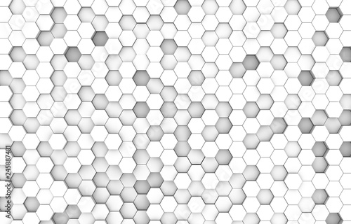 White hexagon 3D background texture. 3d rendering illustration. Futuristic abstract banner.