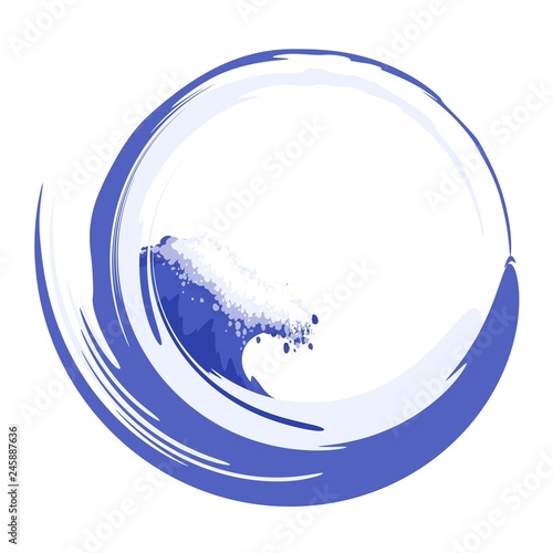 Water circle with sea wave. Vector image.