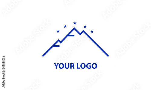 illustration of a mountain image logo with 3 peaks with monoline style