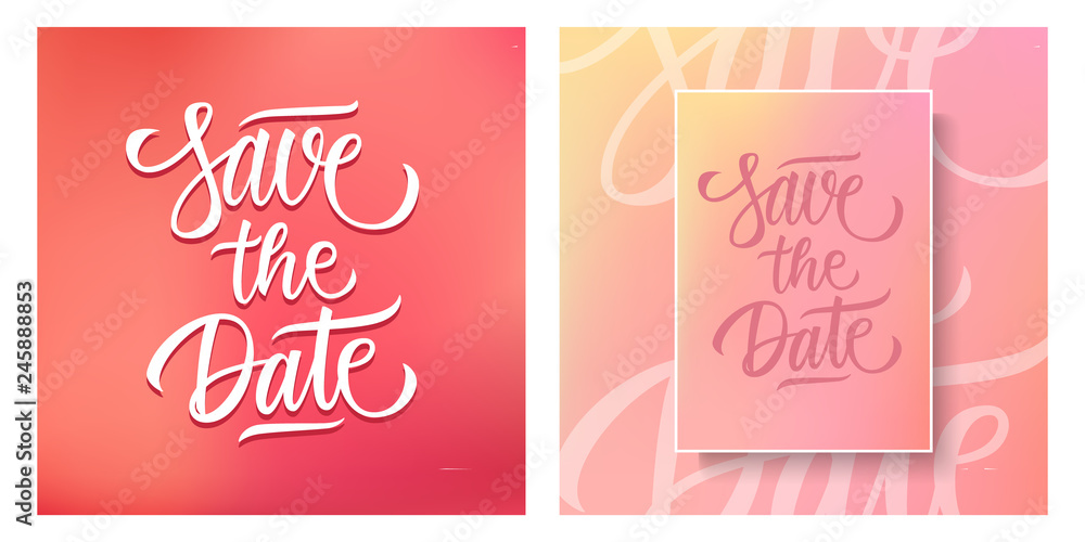 Save the Date handwritten inscription. Creative typography for wedding or love card. Vector illustration. Save the Date handwritten inscription. Creative typography for wedding or love card. Vector illustration.