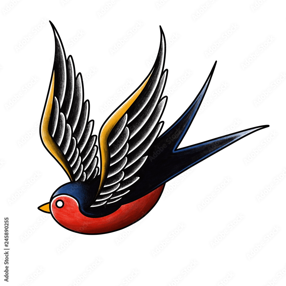 Traditional bird by breeze tattoo  Tattoogridnet