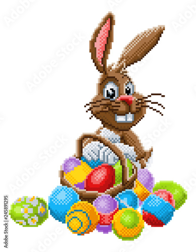 An Easter bunny rabbit pixel art 8 bit video game arcade cartoon character 