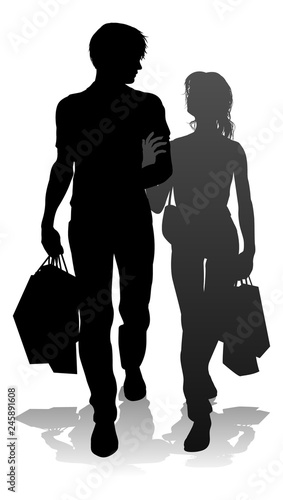 People silhouette of a youn...