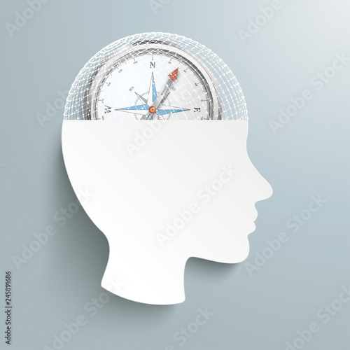 Human Head Connected Dots Compass