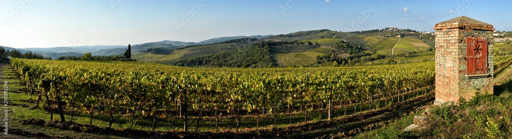 old water well and beautiful vineyards during the autumn season. Located near Greve in Chianti (Florence). Tuscany in Italy. old water well and beautiful vineyards during the autumn season. Located near Greve in Chianti (Florence). Tuscany in Italy.