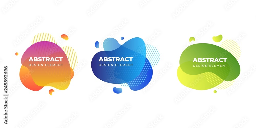 Fototapeta Abstract gradient shapes. Liquid wave shape, isolated color graphic element, dynamic geometric form. Vector fluid gradient templates