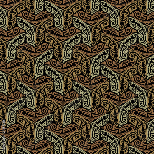 Wallpaper Mural Lizard pattern, reptile ornament, chameleon black background, illustration, vector Torontodigital.ca