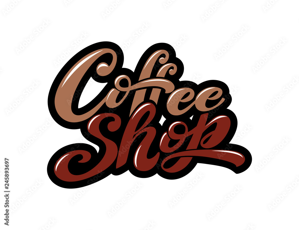 Coffee shop logo. Vector illustration of handwritten lettering. elements for coffee shop, market, cafe design, restaurant menu and shop.