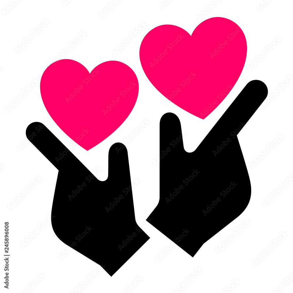 Hands with hearts icon, two-tone silhouette Hands with hearts icon, two-tone silhouette