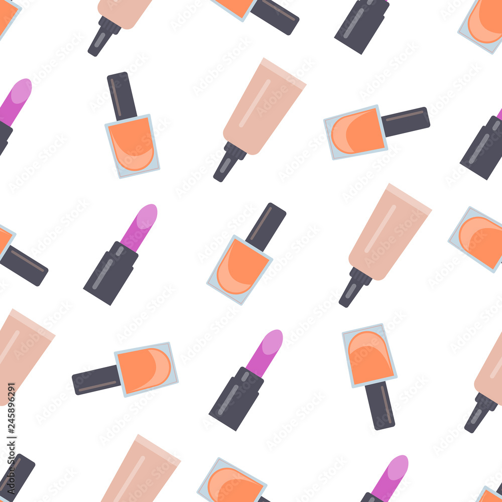 Obraz premium Seamless pattern with makeup items