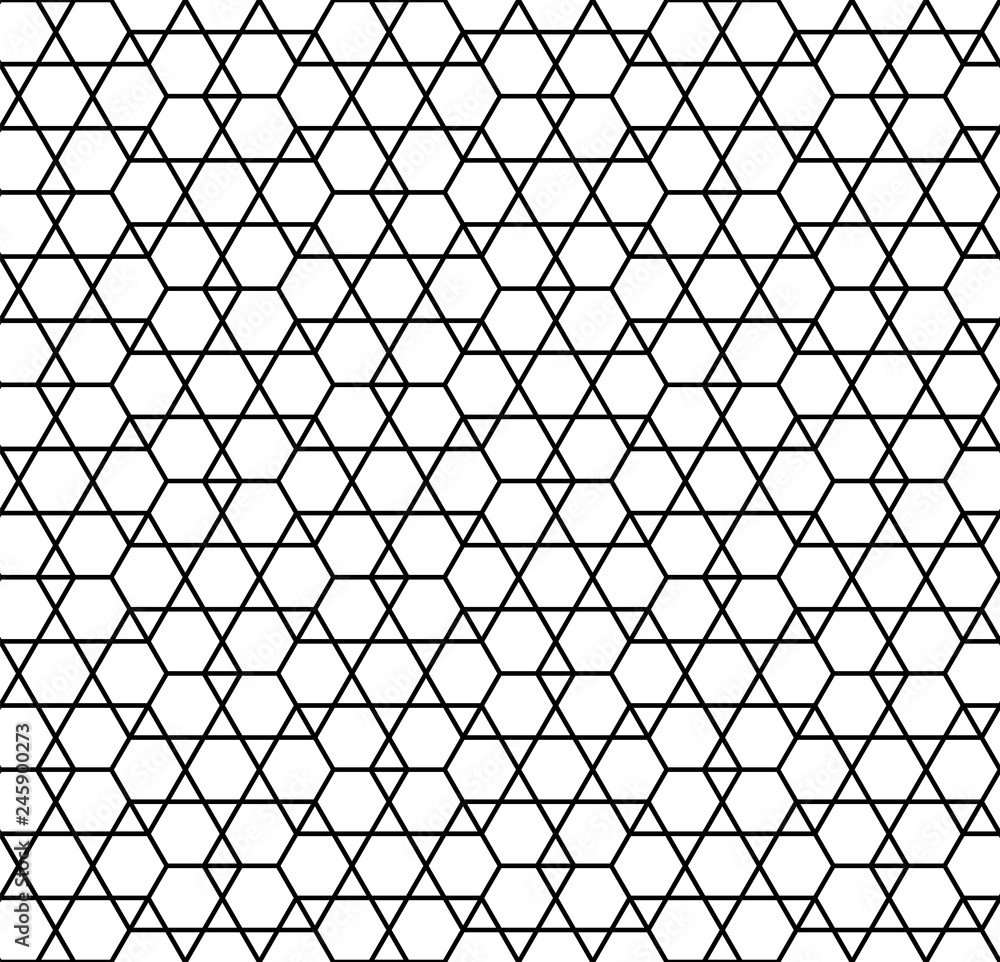 Seamless Geometric Pattern In Black And White Color. Seamless Geometric Pattern In Black And White Color.