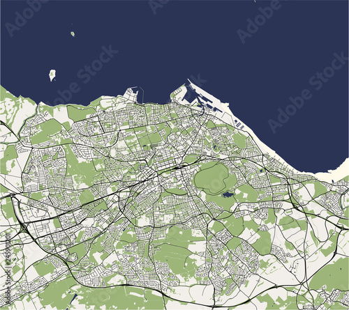 map of the city of Edinburgh, Scotland, United Kingdom