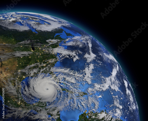 Hurricane seen from the space. Elements of this image furnished by NASA.