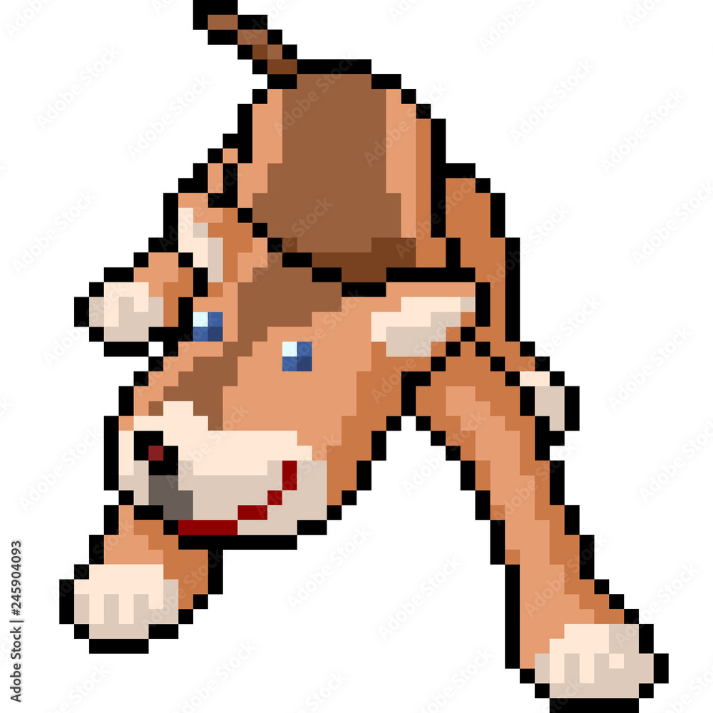 vector pixel art dog play