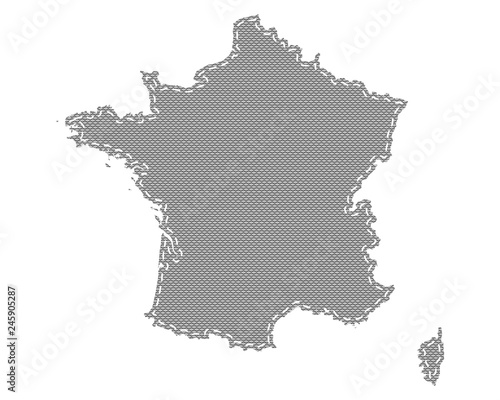 Karte von Frankreich auf feinem Gewebe