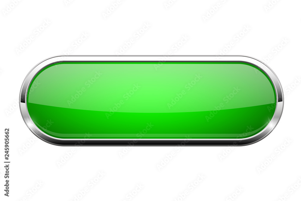 Green glass button. Shiny oval 3d web icon Green glass button. Shiny oval 3d web icon