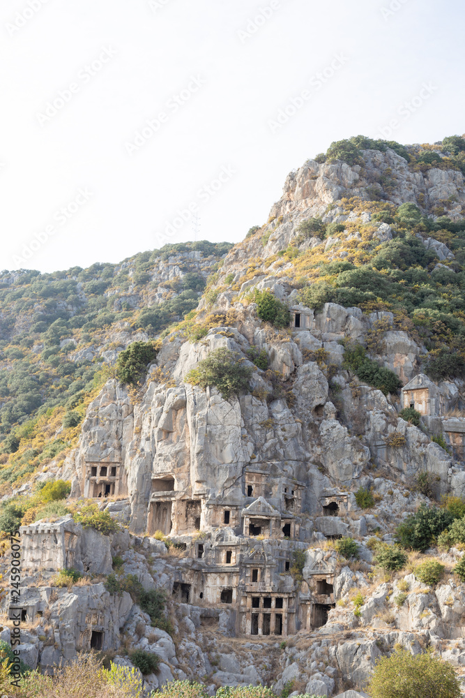 Ancient lycian necropolis. mira, Turkey.