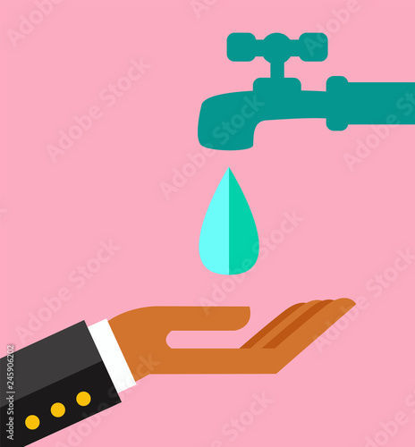 Save water concept. cartoon character vector illustration design.