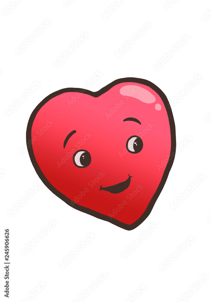 Cartoon red hear with smiling face, isolated on white. Cartoon red hear with smiling face, isolated on white.