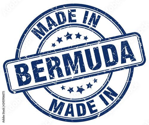 made in Bermuda blue grunge round stamp