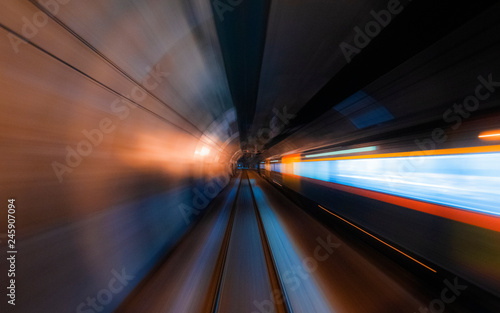 Speed train in the tunnel