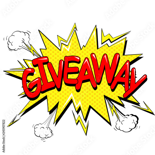Pop art background. Explosion text bubble. Inscription hand out. Vector giveaway isolated object on white background.
