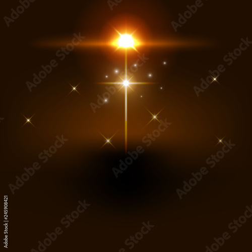 Christian religious design for Easter celebration, Christmas. Shining Cross. Vector illustration.