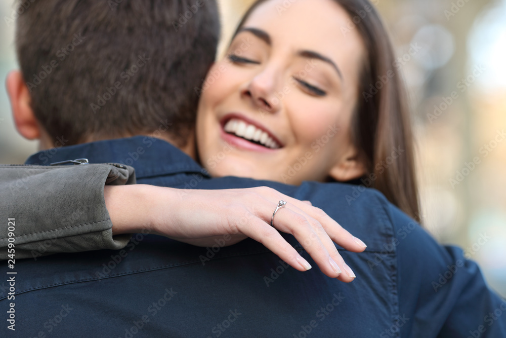 Happy girlfriend after marriage proposal Happy girlfriend after marriage proposal