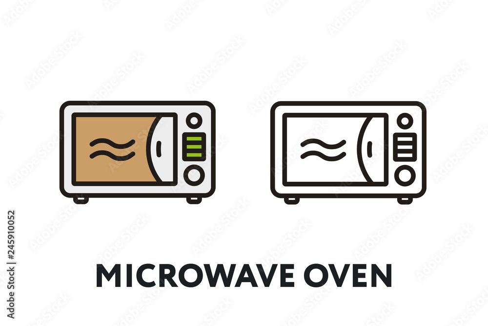 Microwave Oven Vector Flat Line Stroke Icon. Microwave Oven Vector Flat Line Stroke Icon.