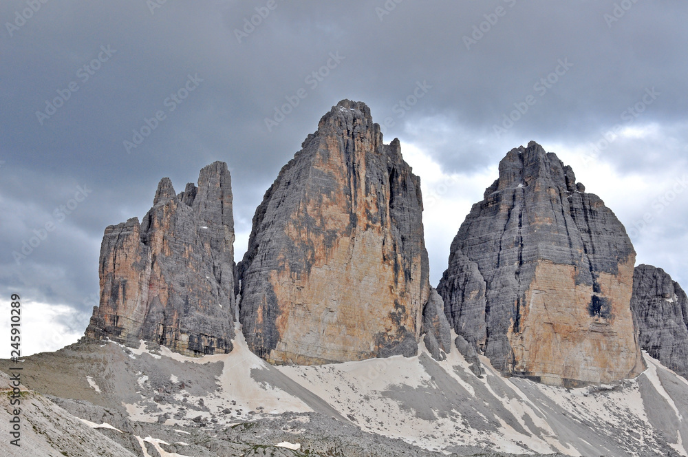 Three peaks mountain range, italian Alps