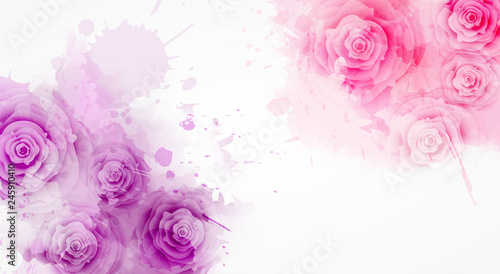 Watercolor background with roses