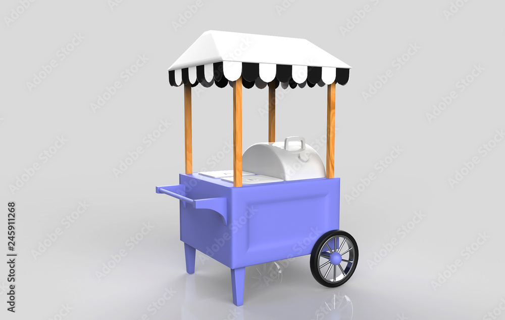 food Trolley Cart on a white background. 3d Rendering food Trolley Cart on a white background. 3d Rendering