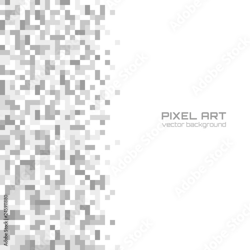 Abstract pixel background. Grey squares on white