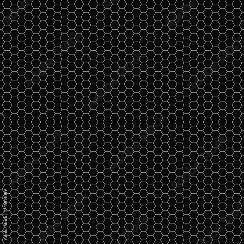 Vector seamless pattern. Hexagon grid texture. Black-and-white background. Monochrome honeycomb design. Vector EPS 10