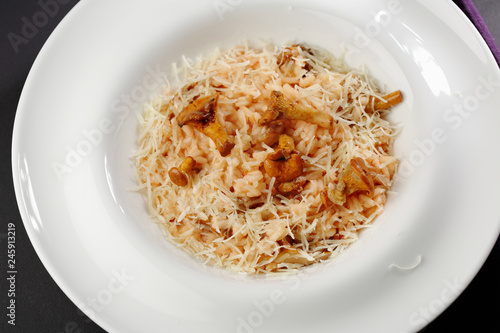 Risotto with cheese and  mushrooms
