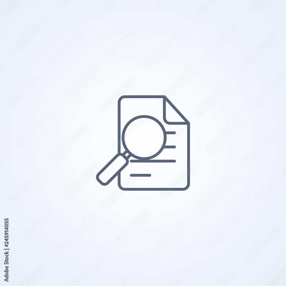 Document search, vector best gray line icon Document search, vector best gray line icon