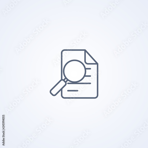 Document search, vector best gray line icon