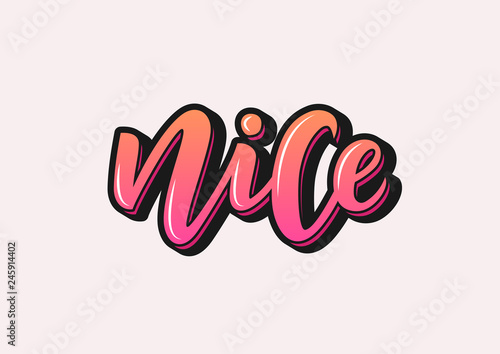 Hand drawn lettering phrase Nice