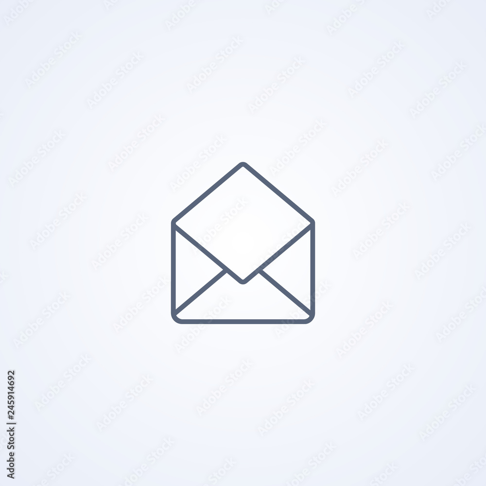 Read mail envelope, vector best gray line icon Read mail envelope, vector best gray line icon