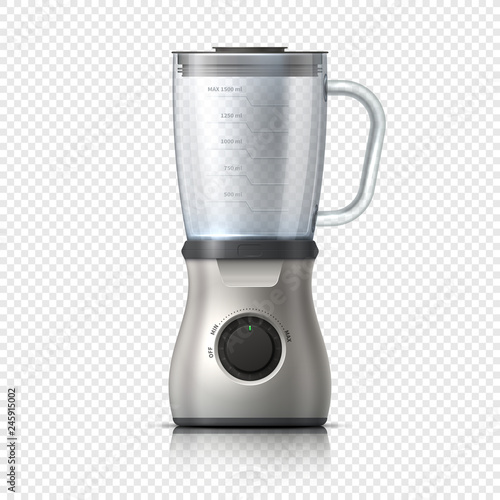 Blender. Empty juicer or food mixer. Isolated kitchen electric appliance. Realistic vector illustration. Juicer and mixer appliance equipment for juice photo