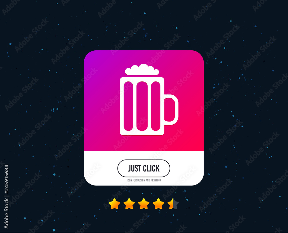 Glass of beer sign icon. Alcohol drink symbol. Web or internet icon design. Rating stars. Just click button. Vector Glass of beer sign icon. Alcohol drink symbol. Web or internet icon design. Rating stars. Just click button. Vector