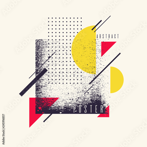 Retro abstract geometric background, The poster with the flat figures,